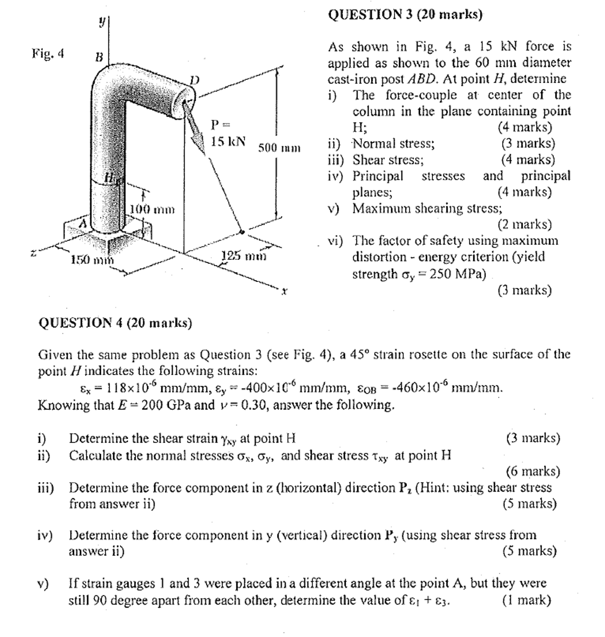 Solved As Shown In Fig A Kn Force Is Applied As Shown Chegg