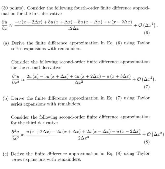 Solved Consider The Following Fourth Order Finite Difference Chegg