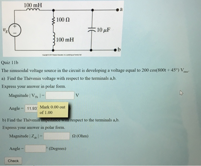 Solved The Sinusoidal Voltage Source In The Circuit Is Chegg