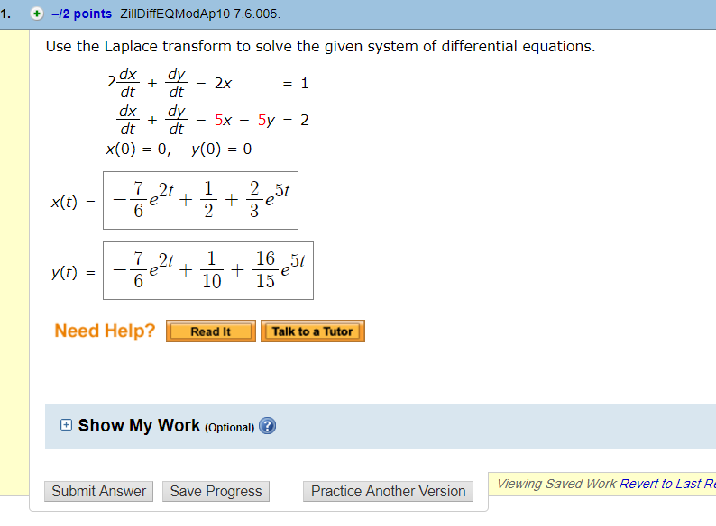 Solved Use The Laplace Transform To Solve The Given System Chegg