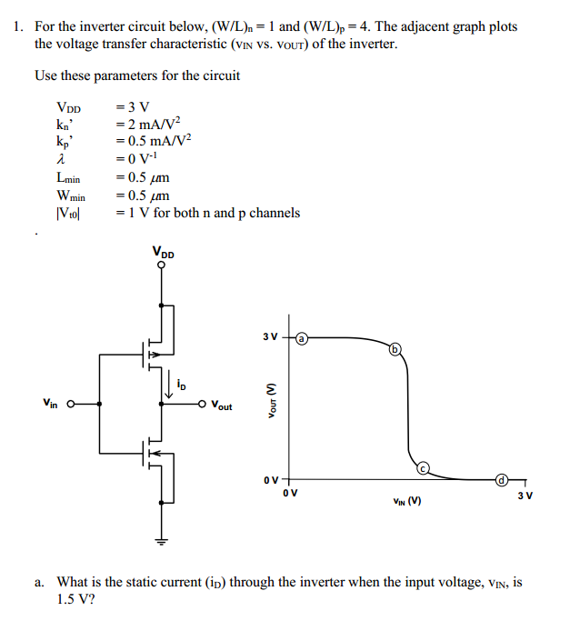 Get Answer For The Inverter Circuit Below W L N 1 And W L P