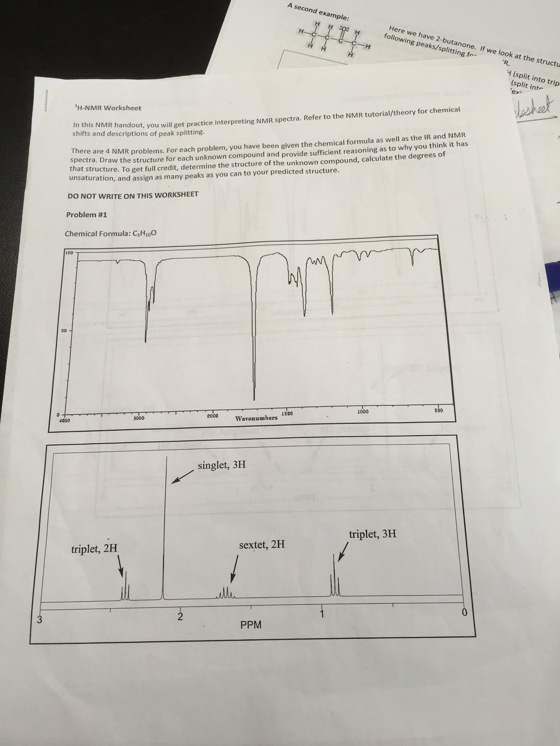 HNMR Worksheet Problem 1 Chemical Formula Is C5...
