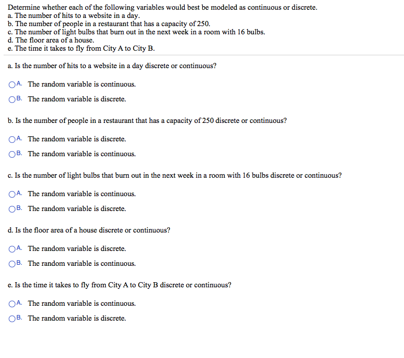 Solved Determine Whether Each Of The Following Variables Chegg