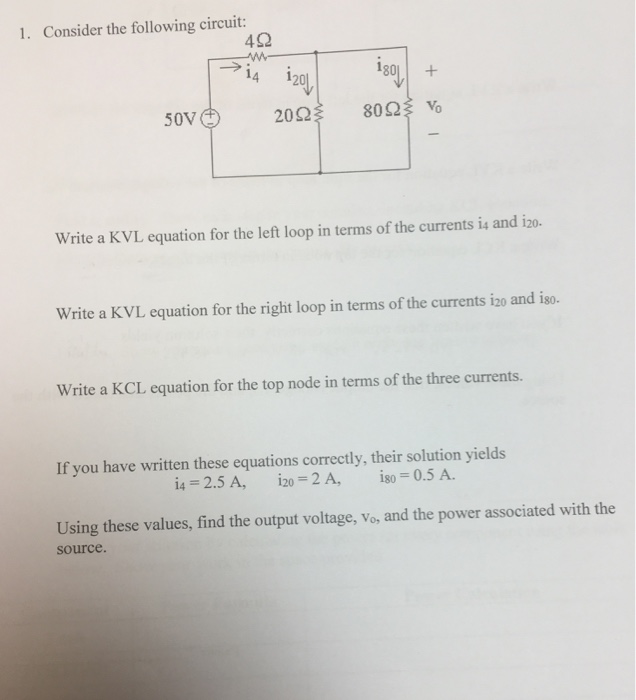 Solved Consider The Following Circuit Write A Kvl Equation Chegg