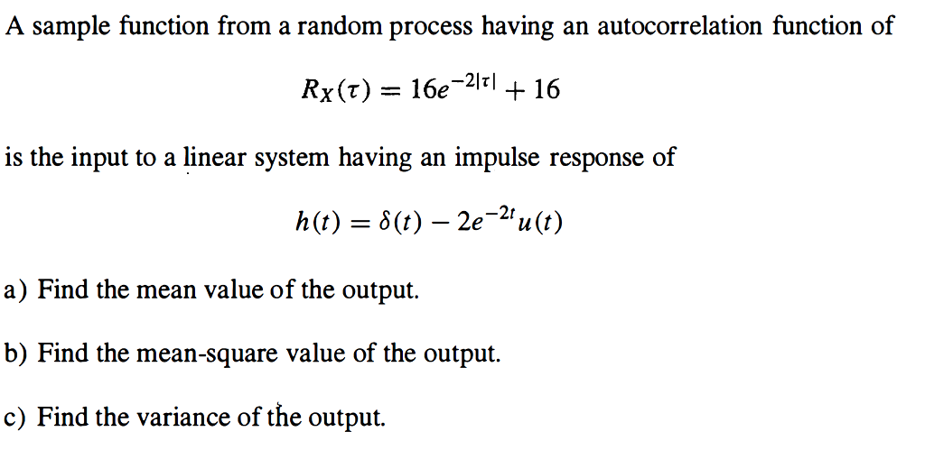 A Sample Function From A Random Process Having An Chegg