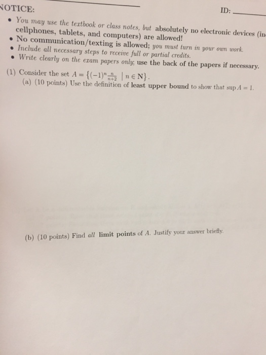 Solved Consider The Set A N N N N Epsilon N Chegg