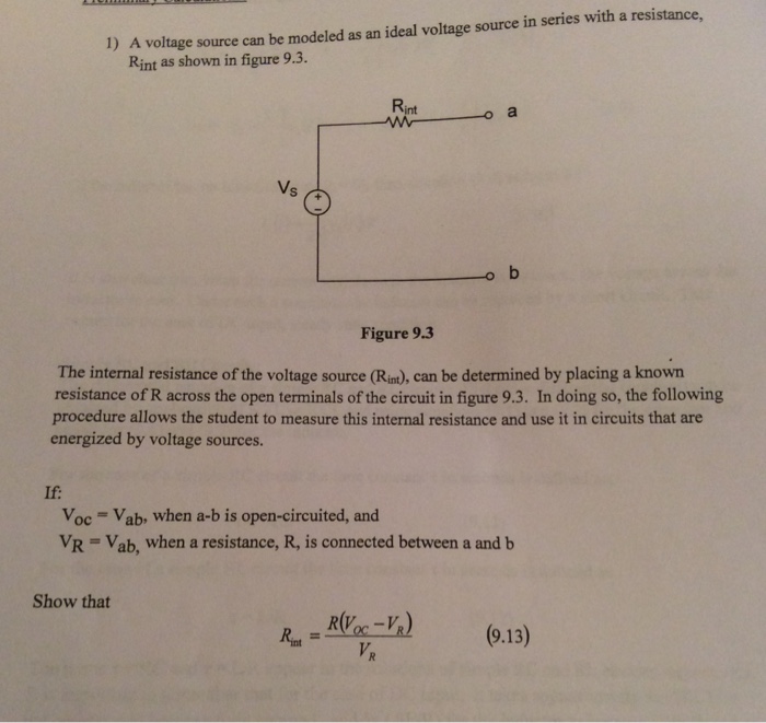 Solved A Voltage Source Can Be Modeled As An Ideal Voltage Chegg