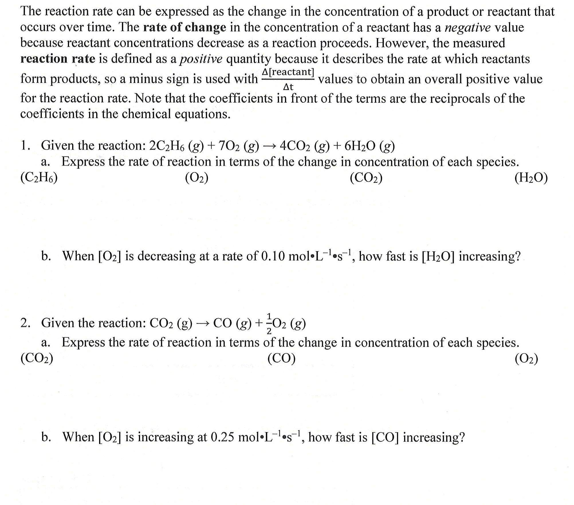 Solved The Reaction Rate Can Be Expressed As The Change In Chegg