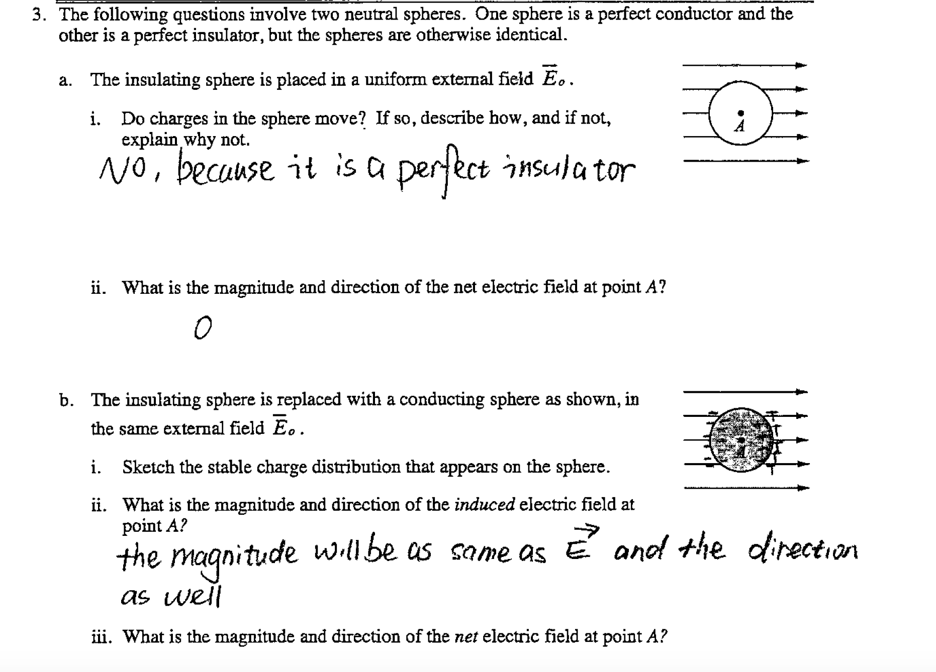 Solved The Following Questions Involve Two Neutral Spheres Chegg