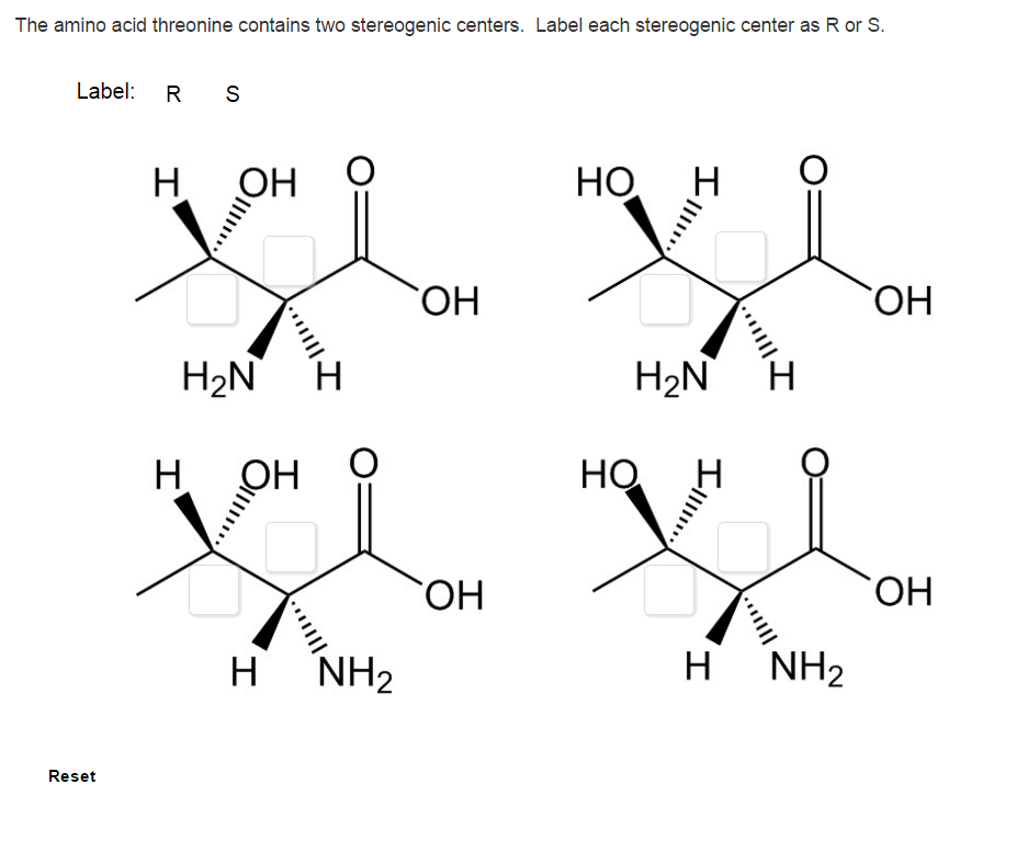 Solved The Amino Acid Threonine Contains Two Stereogenic Chegg