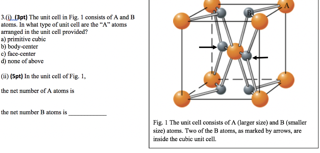 Solved 3 3pt The Unit Cell In Fig 1 Consists Of A And B Chegg