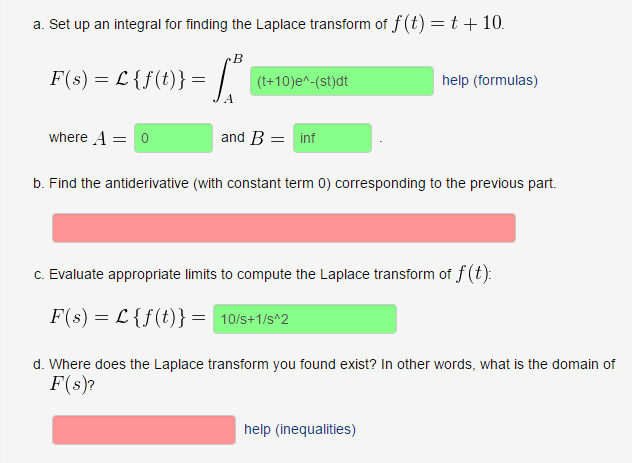 Solved Set Up An Integral For Finding The Laplace Transform Chegg