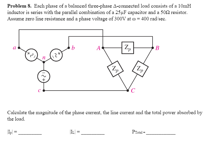 Solved Each Phase Of A Balanced Three Phase Delta Connected Chegg