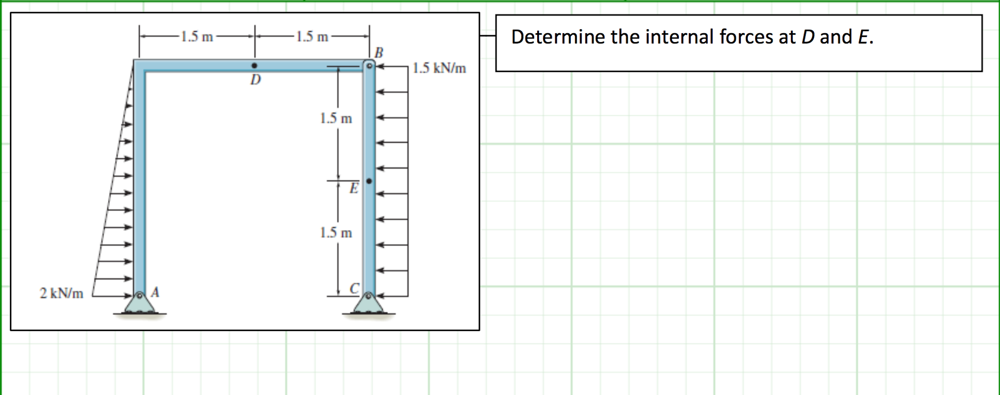 Solved Determine The Internal Forces At D And E Chegg