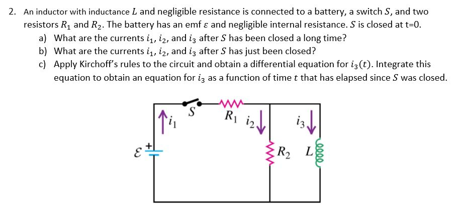 Solved An Inductor With Inductance L And Negligible Chegg