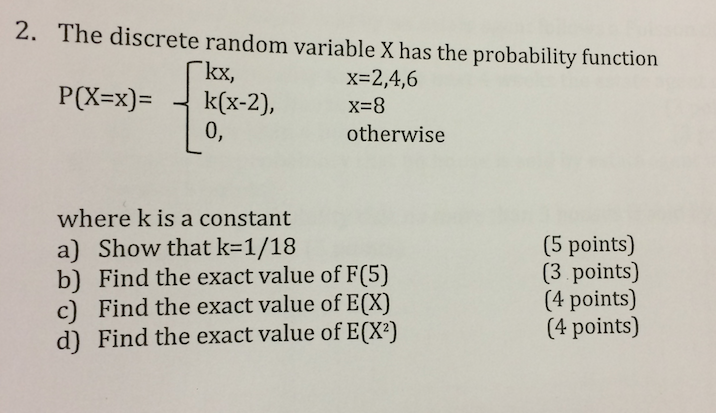 Solved: The Discrete Random Variable X Has The Probability... | Chegg.com