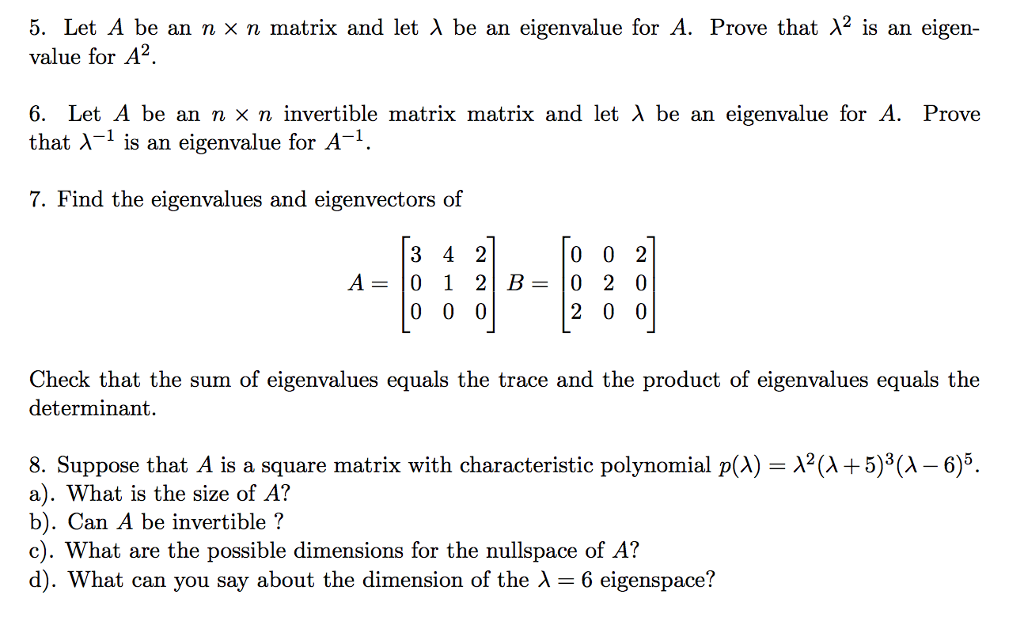 Solved Let A Be An N Times N Matrix And Let Lambda Be An Chegg