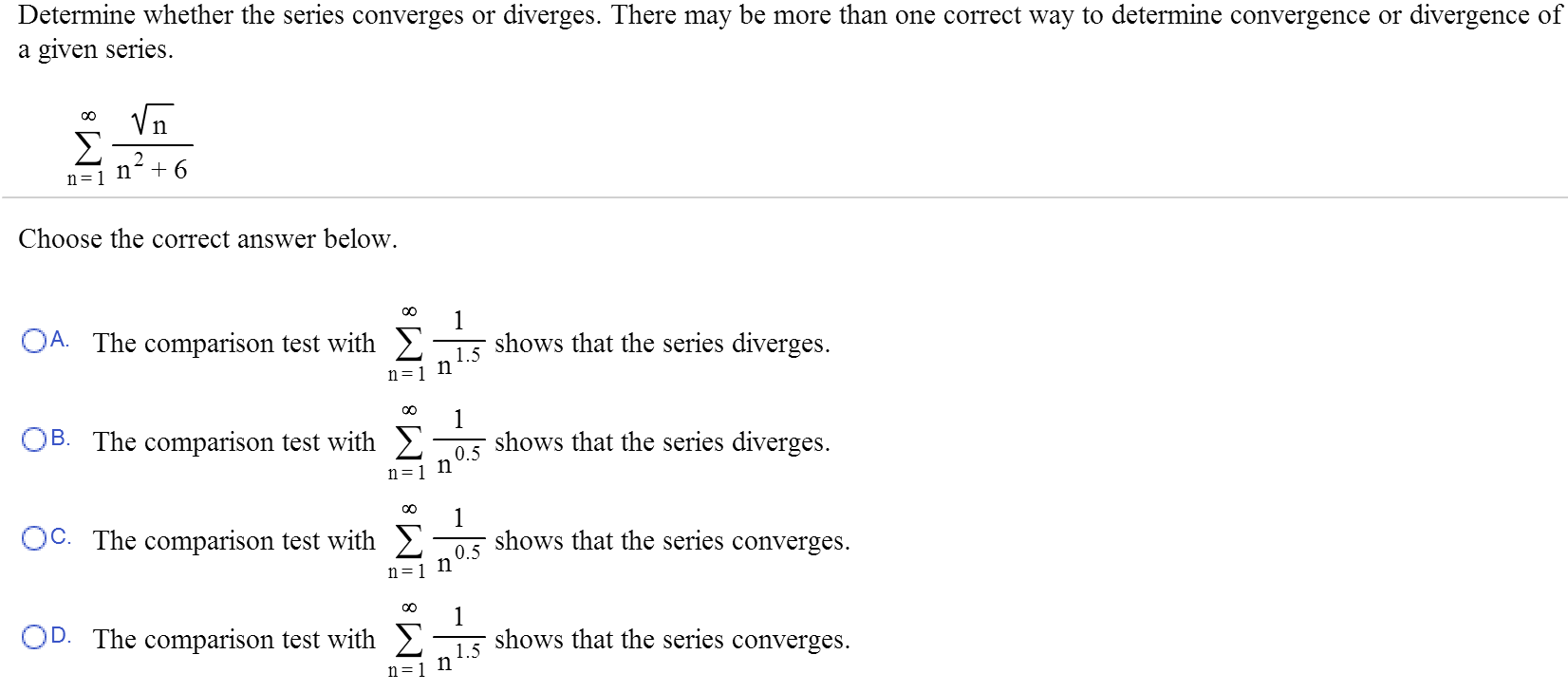 Solved Determine Whether The Series Converges Or Diverges Chegg