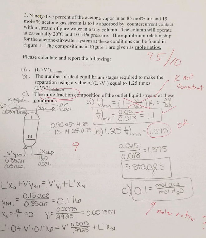 Ninety Five Percent Of The Acetone Vapor In An Chegg