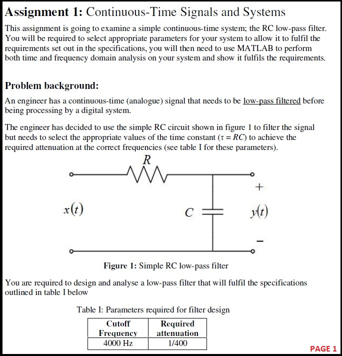 Solved Assignment 1 Continuous Time Signals And Systems Chegg