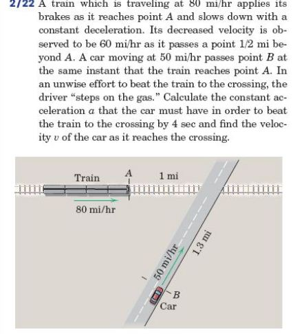 Solved A Train Which Is Traveling At 80 Mi Hr Applies Its Chegg