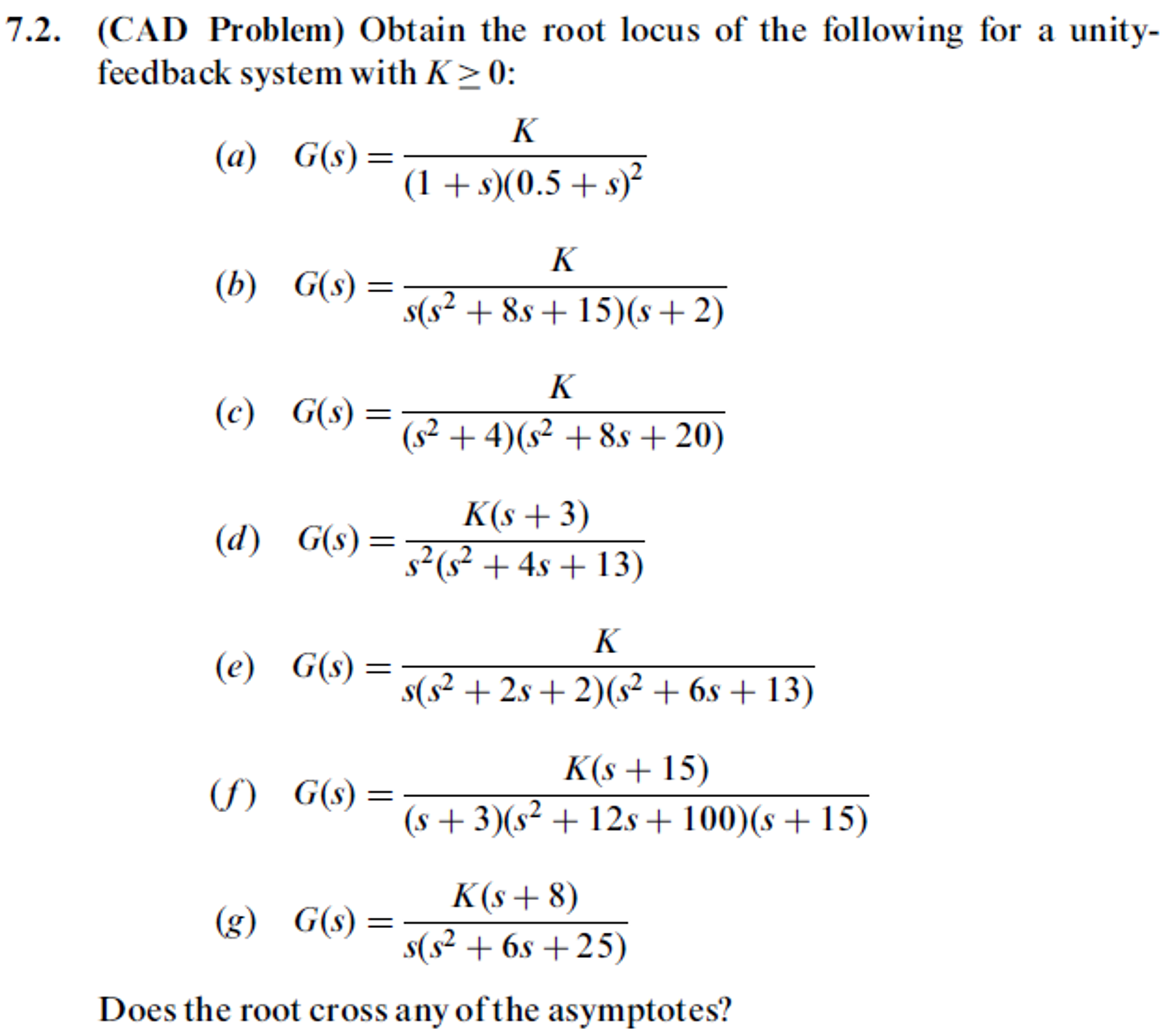 Solved Obtain The Root Locus Of The Following For A Chegg