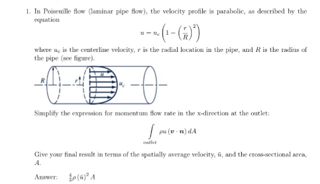 Solved In Poiseuille Flow (laminar Pipe Flow), The Veloci Chegg com Solved In Poiseuille Flow (laminar Pipe Flow), The Veloci Chegg com