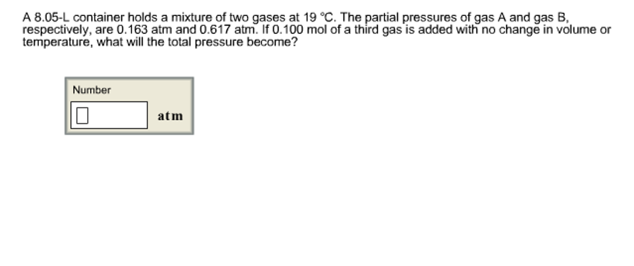 Solved A L Container Holds A Mixture Of Two Gases At Chegg