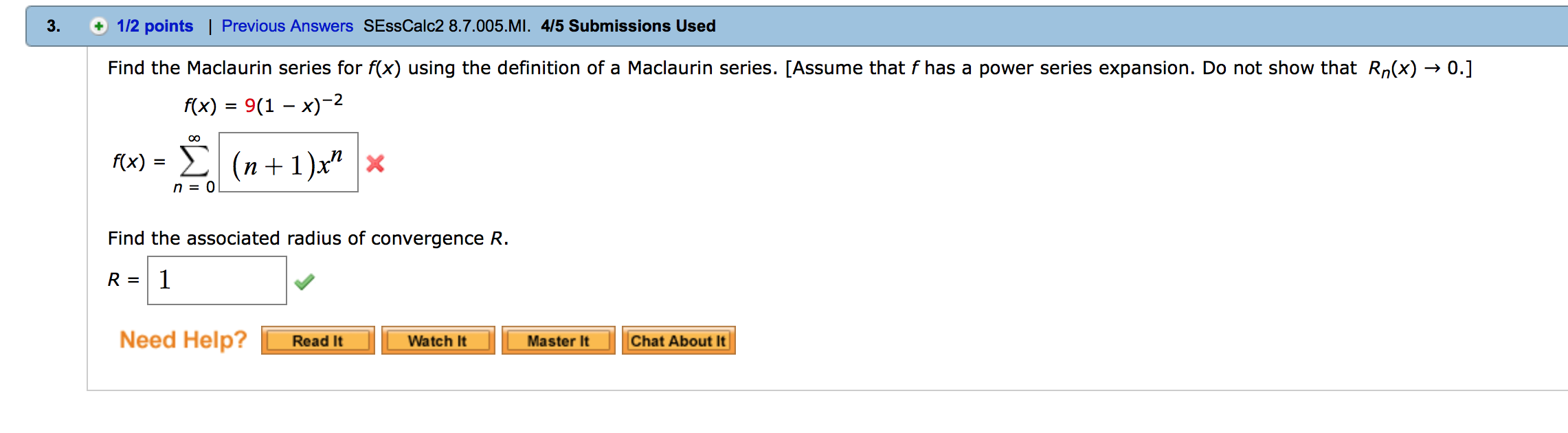 Solved Find The Maclaurin Series For F X Using The Chegg