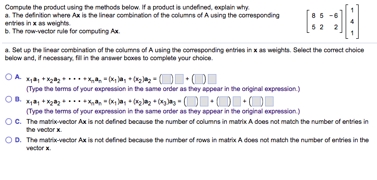 Solved Compute The Product Using The Methods Below If A Chegg