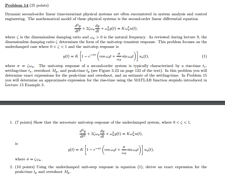 Solved Problem 14 25 Points Dynamic Second Order Linear Chegg