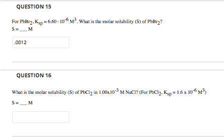 Solved For PbBr 2 K Sp 6 60 Middot 10 6 M 3 What Is The Chegg