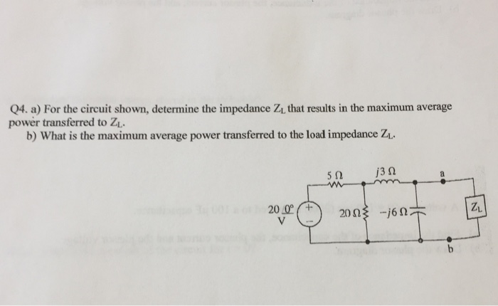 Solved For The Circuit Shown Determine The Impedance Z L Chegg