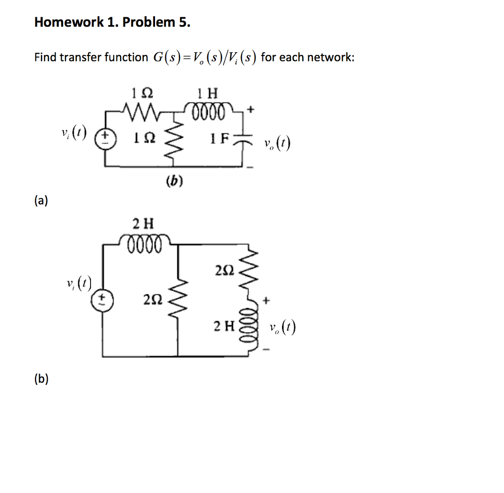 Solved Find Transfer Function G S V O S V I S For Each Chegg