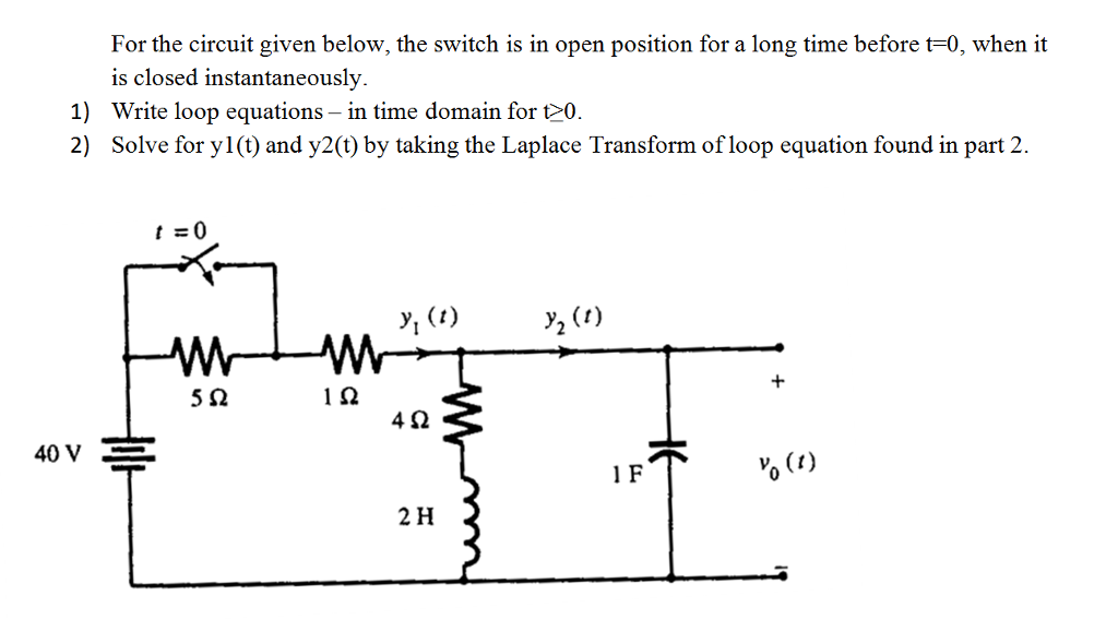 Solved For The Circuit Given Below The Switch Is In Open Chegg