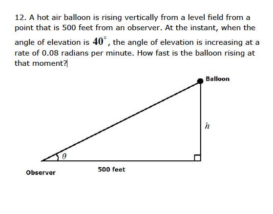 Solved A Hot Air Balloon Is Rising Vertically From A Level Chegg