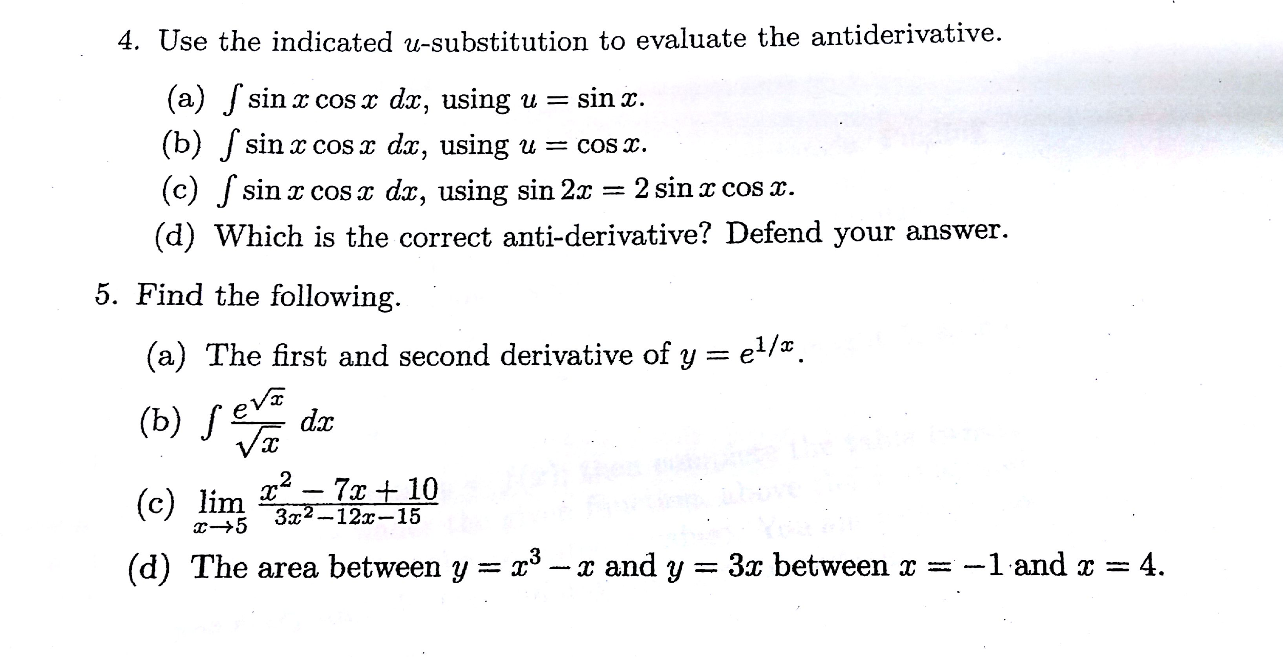 What is the antiderivative of sinx?