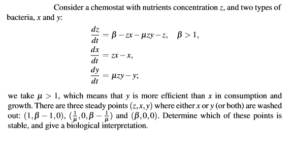 Solved Consider A Chemostat With Nutrients Concentration Z Chegg