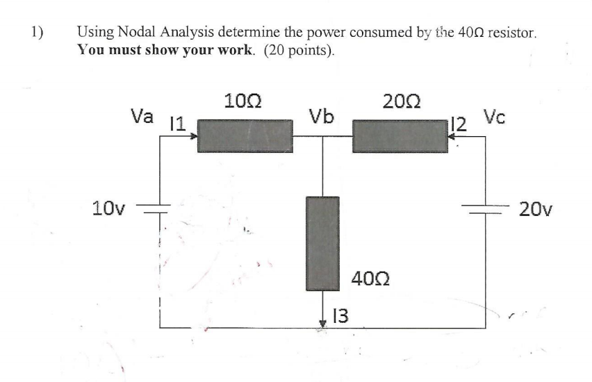 Solved Using Nodal Analysis Determine The Power Consumed Chegg