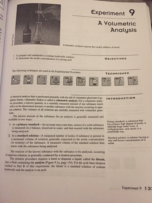 Solved Experiment A Volumetric Analysis A Titrimetric Chegg
