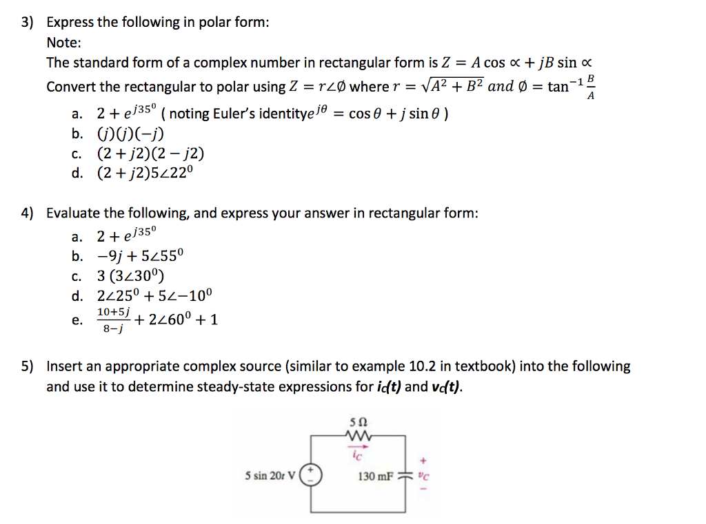 Solved 3 Express The Following In Polar Form Note The Chegg