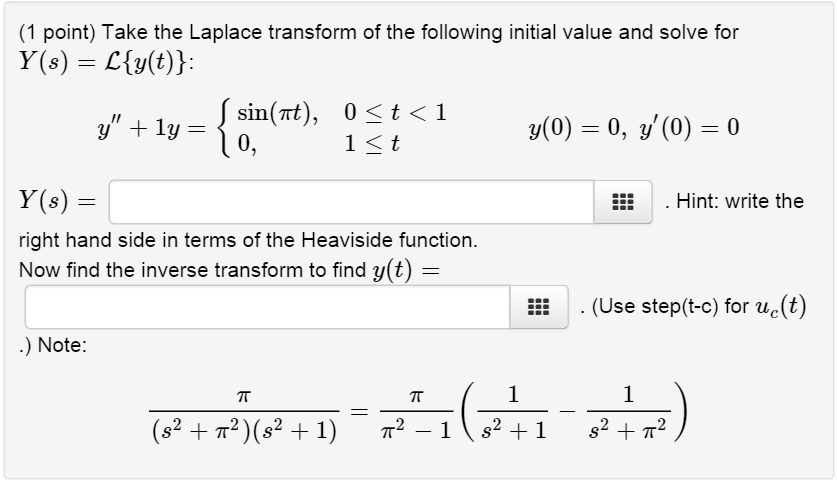 Solved Take The Laplace Transform Of The Following Initial Chegg