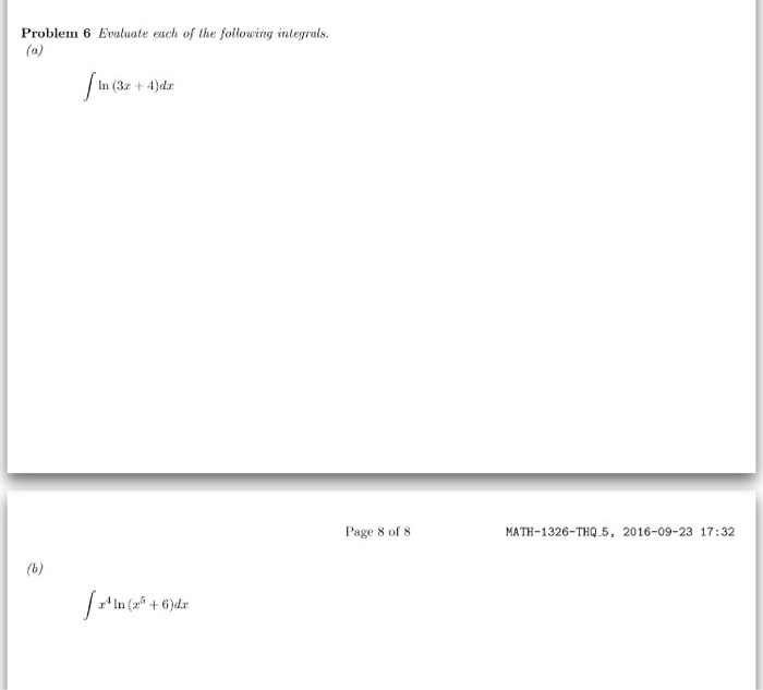 Solved Evaluate Each Of The Following Integrals Integral Chegg