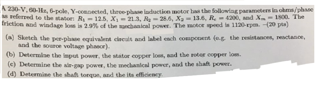 Solved A V Hz Pole Y Connected Three Phase Chegg