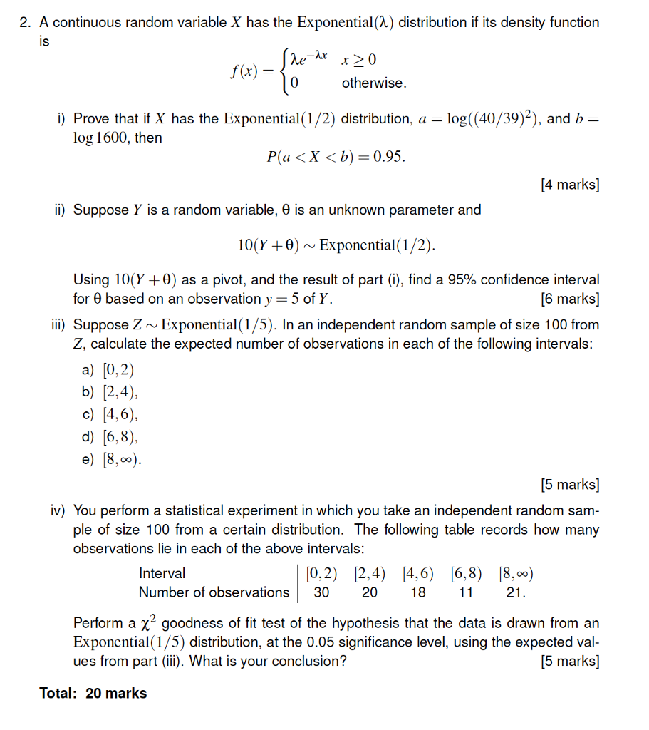 Solved 2 A Continuous Random Variable X Has The Chegg