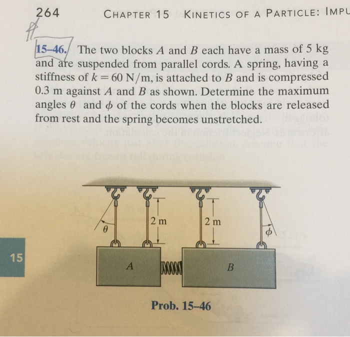 Solved The Two Blocks A And B Each Have A Mass Of Kg An Chegg Com