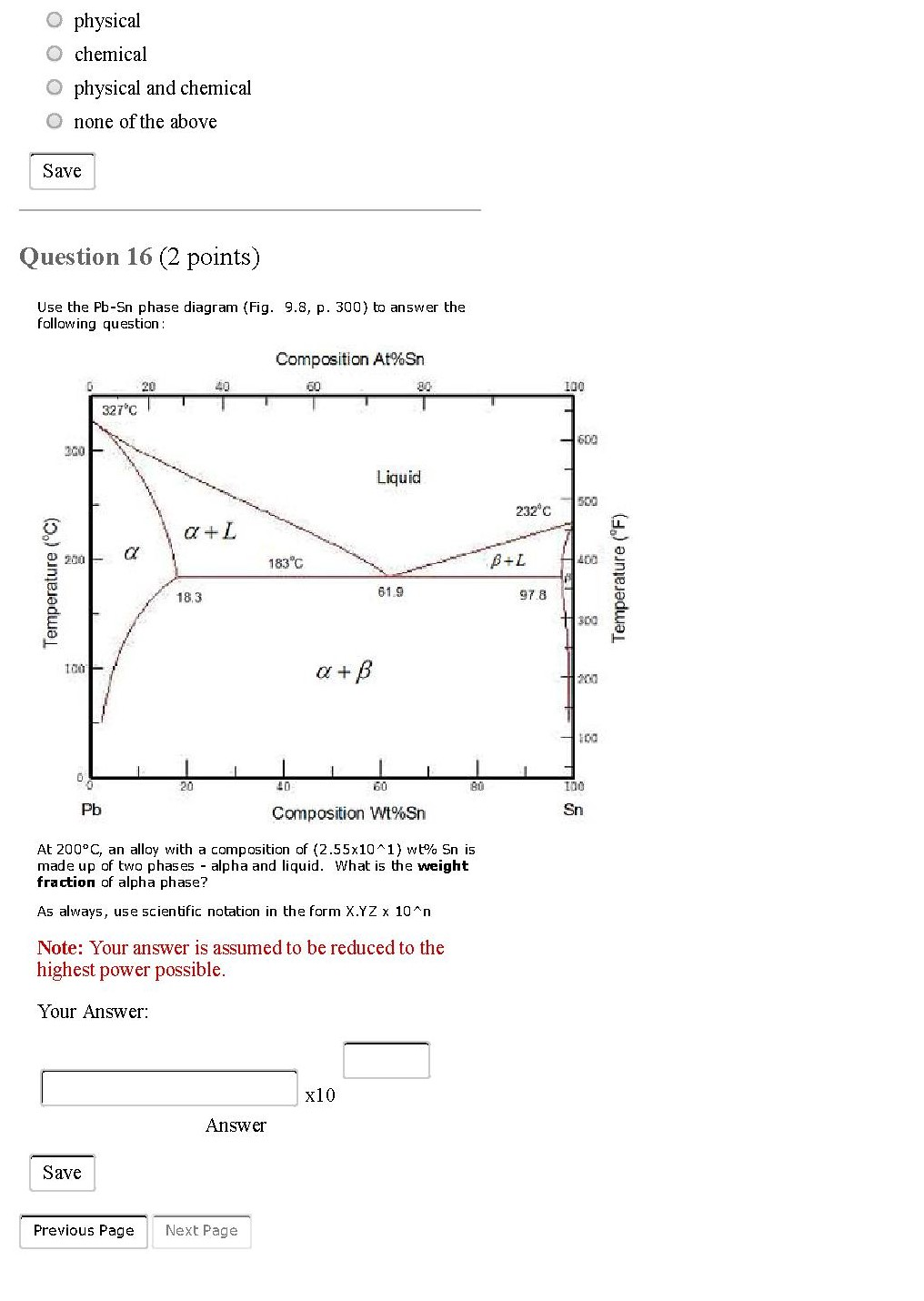 Solved Question Point The Lead Tin Phase Diagram Is Chegg