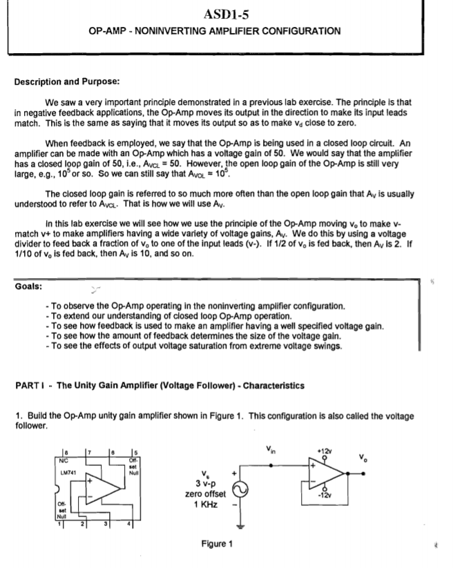 Solved ASD1 5 OP NONINVERTING AMPLIFIER CONFIGURATION Chegg