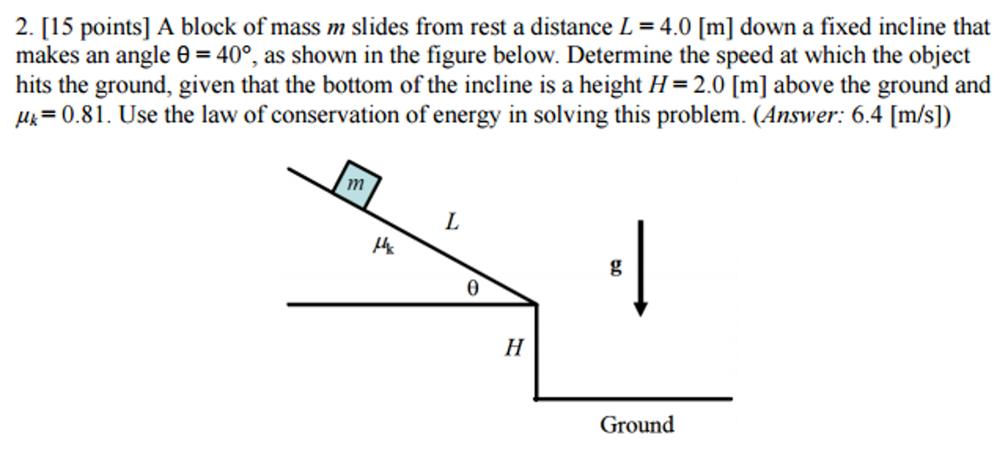 Solved A Block Of Mass M Slides From Rest A Distance L Chegg