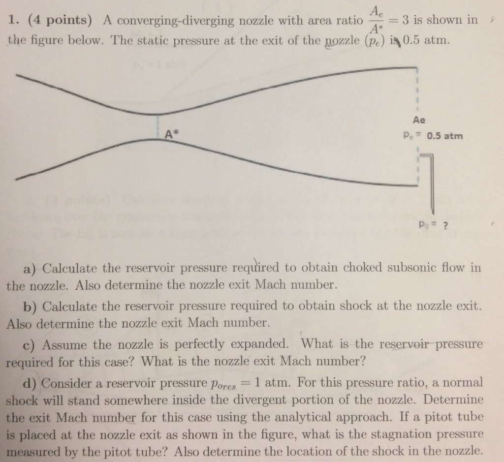 A Converging Diverging Nozzle With Area Ratio A E A Chegg